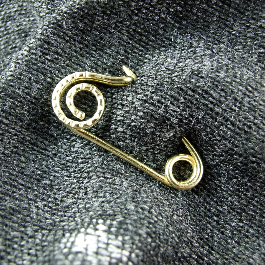 Small Shawl Pin. Handcrafted Brass Cloak Pin