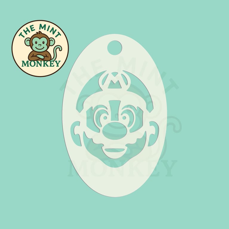 Mario - Face Paint Stencil - Kids Party - Reusable - cake decorating - floral
