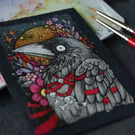 creepy crow - original aceo (seconds)