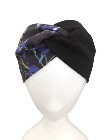 Turban Headband, Twisted Headband Women, Black Cotton Jersey Headband