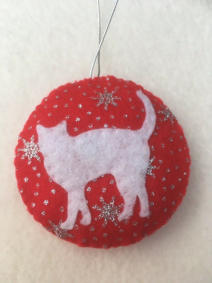 Christmas White Cat bauble - hanging decoration - Christmas tree decoration, 