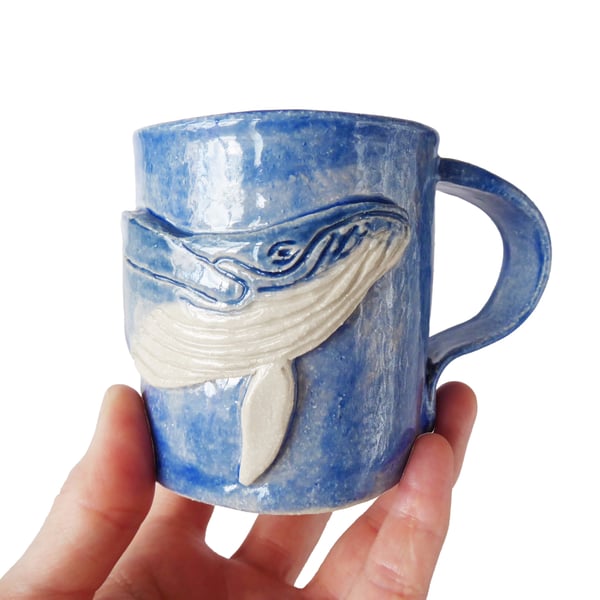 Whale Mug - Hand Built Stoneware Pottery