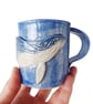 Whale Mug - Hand Built Stoneware Pottery