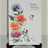 Hand painted floral Birthday card ( ref F 673)
