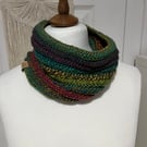 Multi coloured Gender Neutral cowl 60x20cms ribbed so stretches 