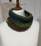 Multi coloured Gender Neutral cowl 60x20cms ribbed so stretches 