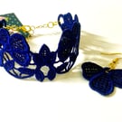 Freestanding Lace Jewellery Set - bracelet and matching earrings 
