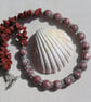 Picasso & Red Jasper Gemstone Beaded Statement Chunky Necklace "Pablo"