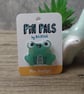 Cute happy green frog pin badge - Image 2