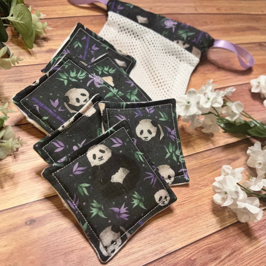 Giant Panda Mini Skincare Giftset Reusable Skincare Pads and Washbag Giftset,Ani