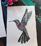 Linocut Hummingbird Print – A4 Khadi Cotton Rag Paper (Hand Colored Option) - Image 2