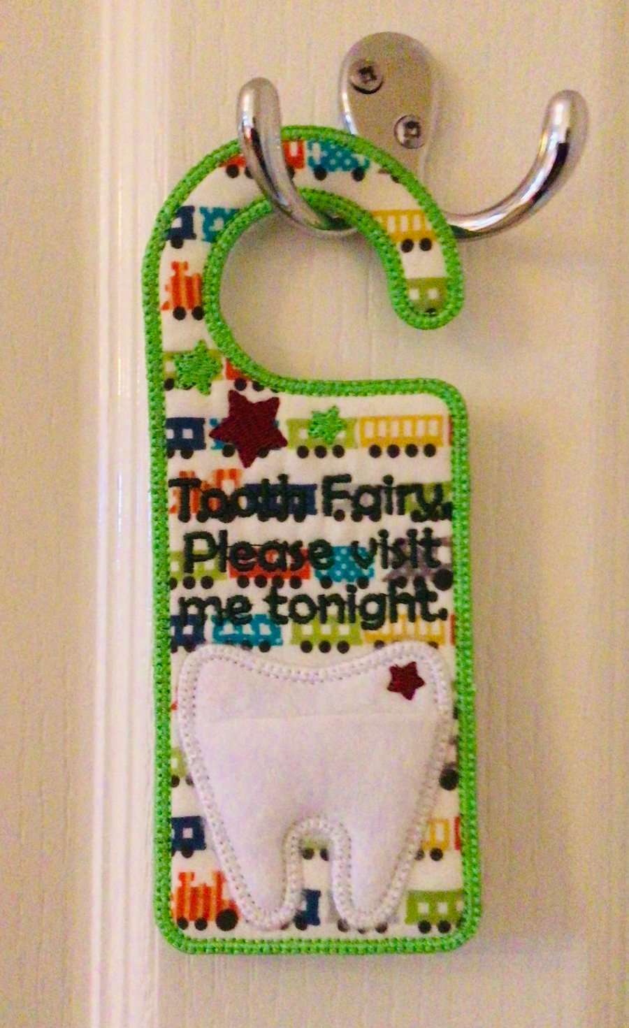 Tooth Fairy door hanger. Trains.