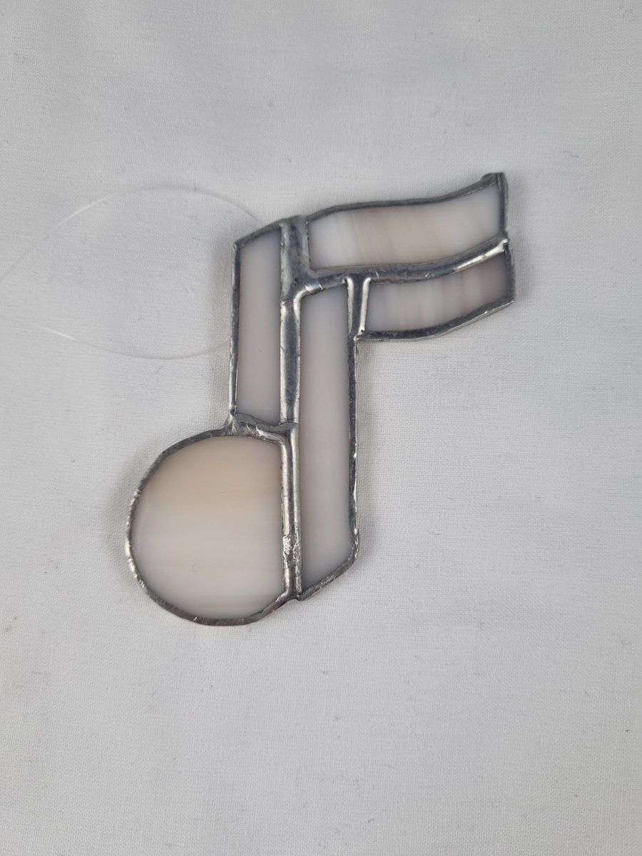 601 Stained Glass cream single note - handmade hanging decoration.