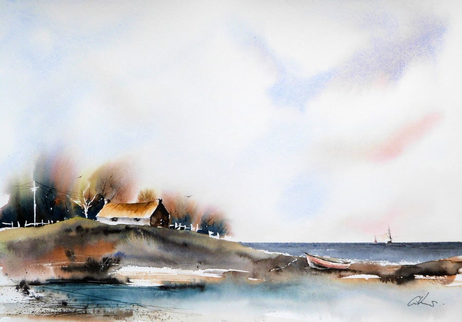 Sea Loch, Original Watercolour Painting.