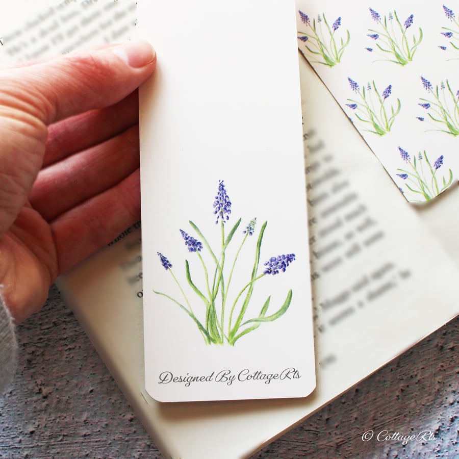 Muscari Flower Bookmark - Double Sided 
