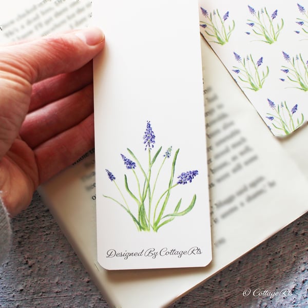 Muscari Flower Bookmark - Double Sided 