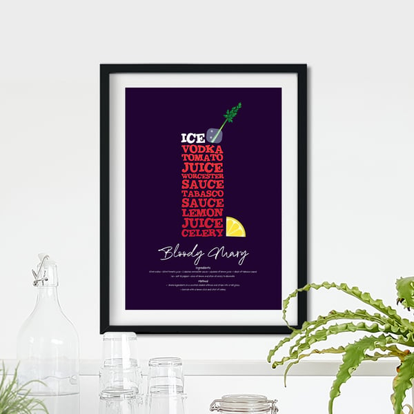Bloody Mary Cocktail Poster Word Art Poster