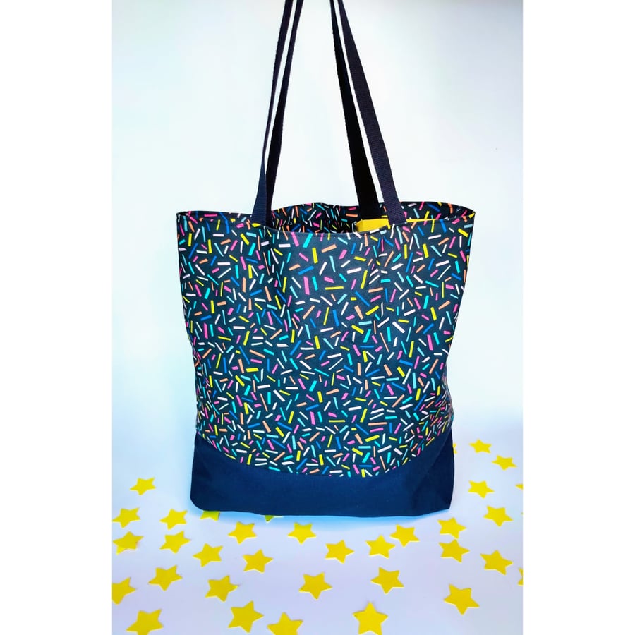 Tote Bag, Rainbow Handmade Tote Bag, Large Tote Bag