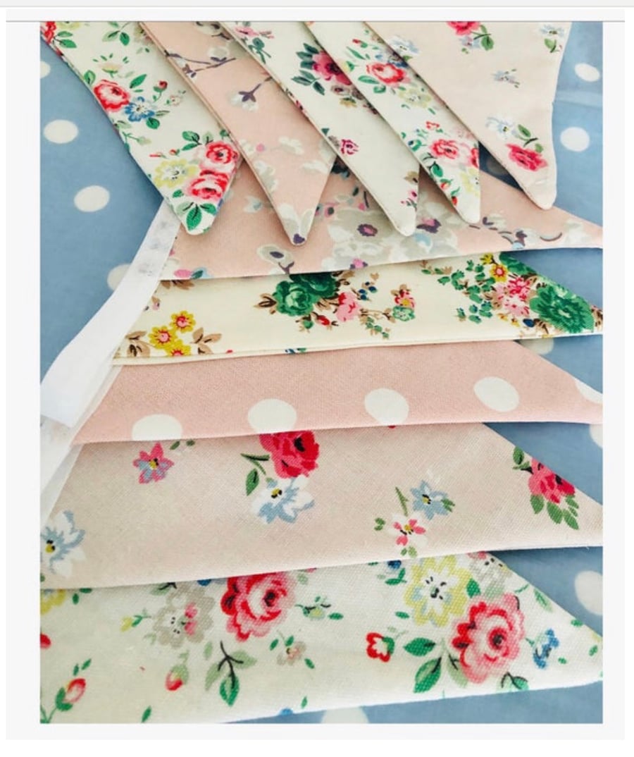 Cath Kidston Shabby chic cotton fabric bunting, banner, wedding,party flags