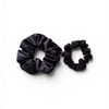 Organic Black Bamboo Silk Scrunchie Duo
