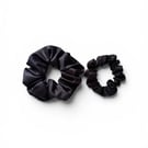 Organic Black Bamboo Silk Scrunchie Duo