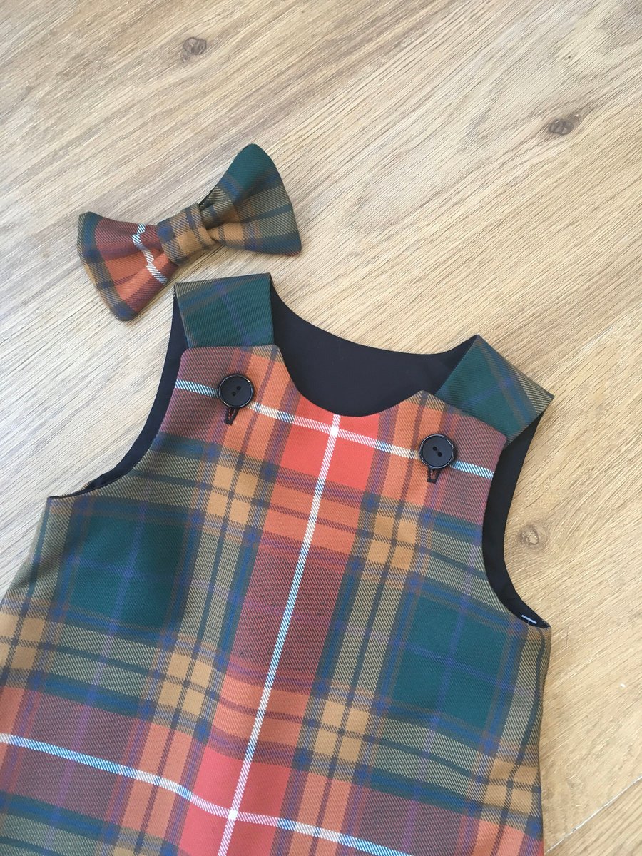 Buchanan Ancient Tartan Pinafore Dress and Hair Bow