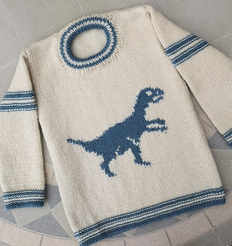 Knitting Pattern for a Velociraptor on a Sweater.  Digital Pattern