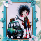 Young Car Mechanic - Hand Crafted Decoupage Greeting Card - Blank - 3116