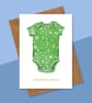 New Baby Greetings Card – Green Romper Spring Design - Image 4