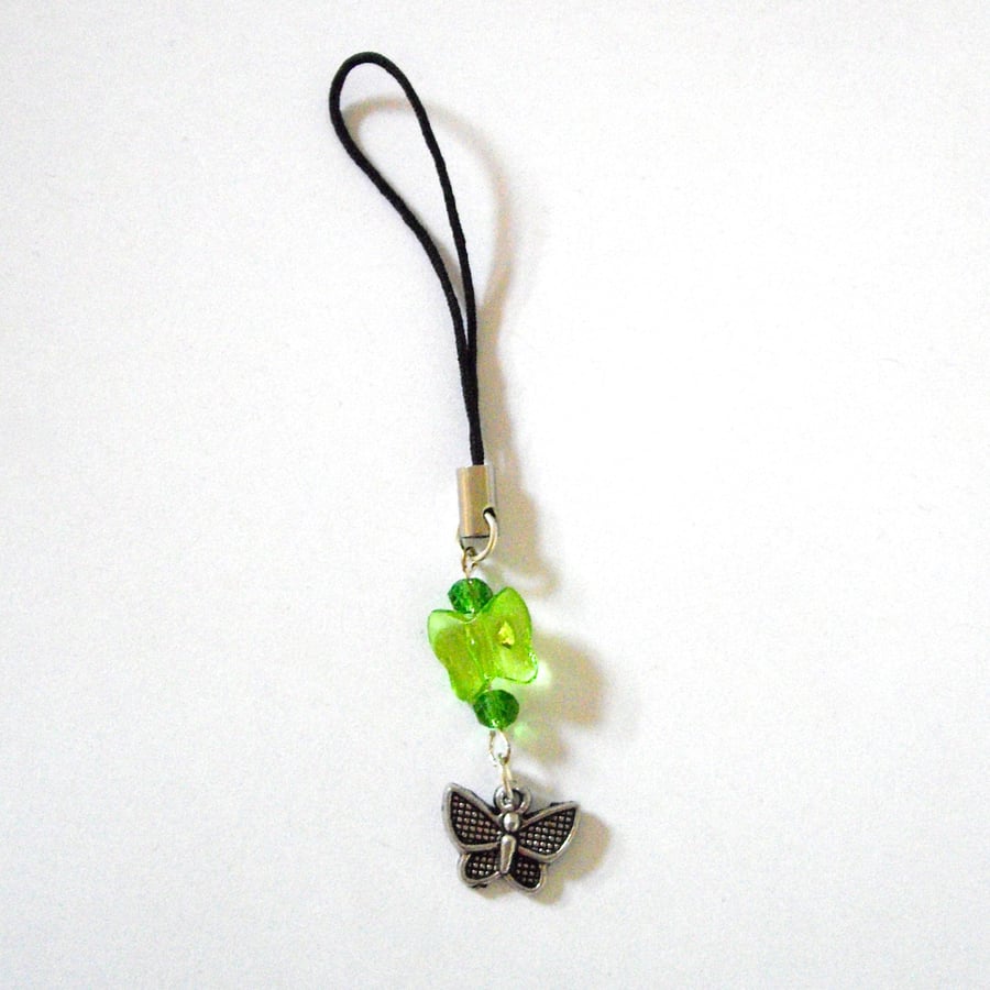 Green Butterfly Phone or Bag Charm