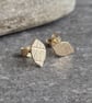 9ct gold leaf pattern earrings, Gift for nature lover - Image 1