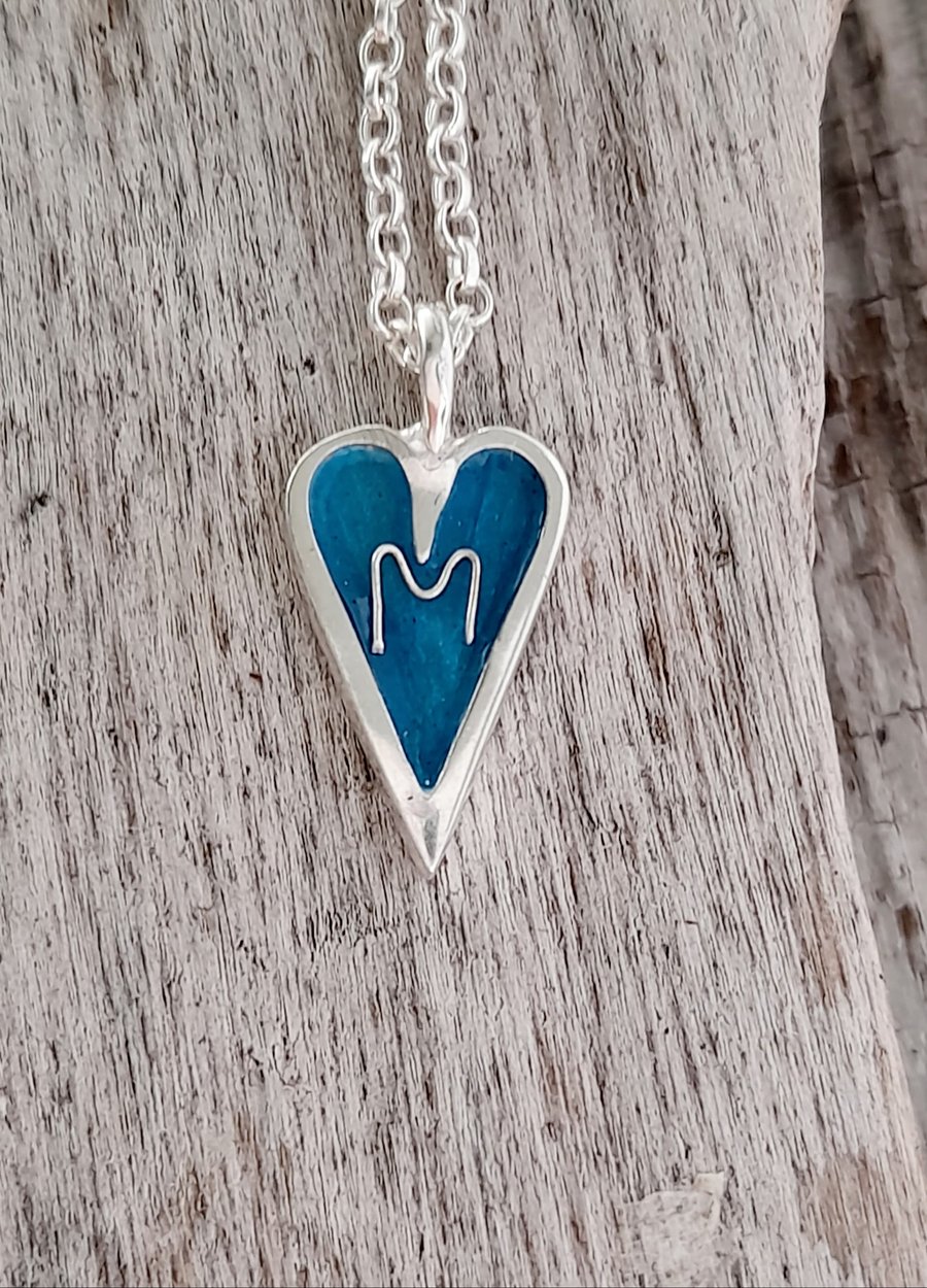 Personalised Mini Enamelled Heart in Sterling Silver 