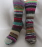 Hand-cranked Frankensox Knitted Ribbed Wool Socks Size 6 to 7