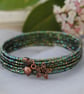 Green & Copper wrap (memory wire) bracelet - Image 1