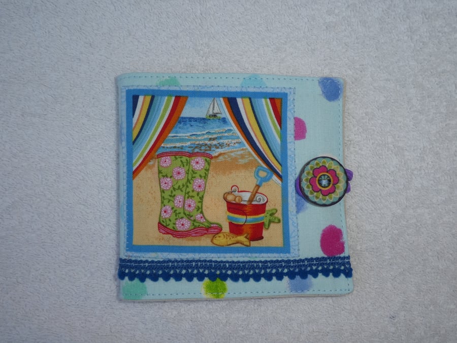 Sewing Needle Case with Beach Boots and Bucket. Seaside Sewing Needle Case