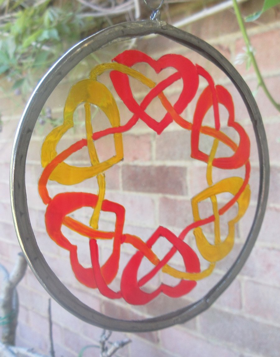 Suncatcher - Celtic Hearts entwined - small 