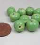 10 Small Apple Green Glazed Clay Beads - Image 3