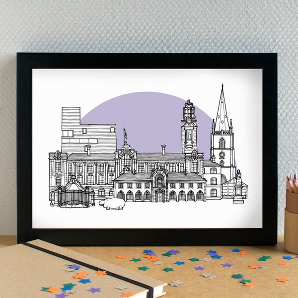 Walsall Skyline Art Print