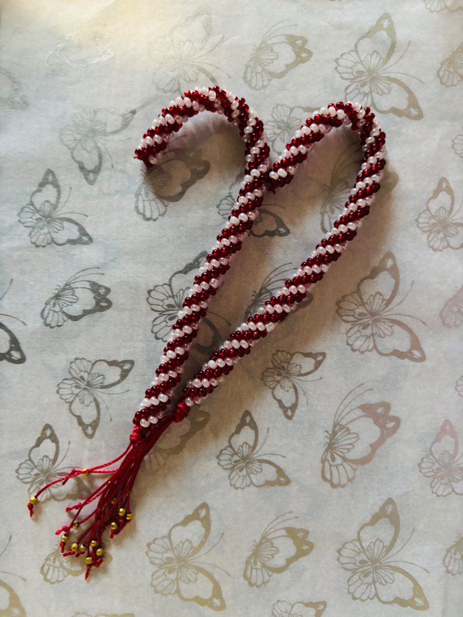 Image of Beaded kumihimo candy cane
