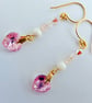 Pink Crystal Heart Earrings With Rose Quartz & Shell - Bridesmaid Gift, Birthday - Image 6