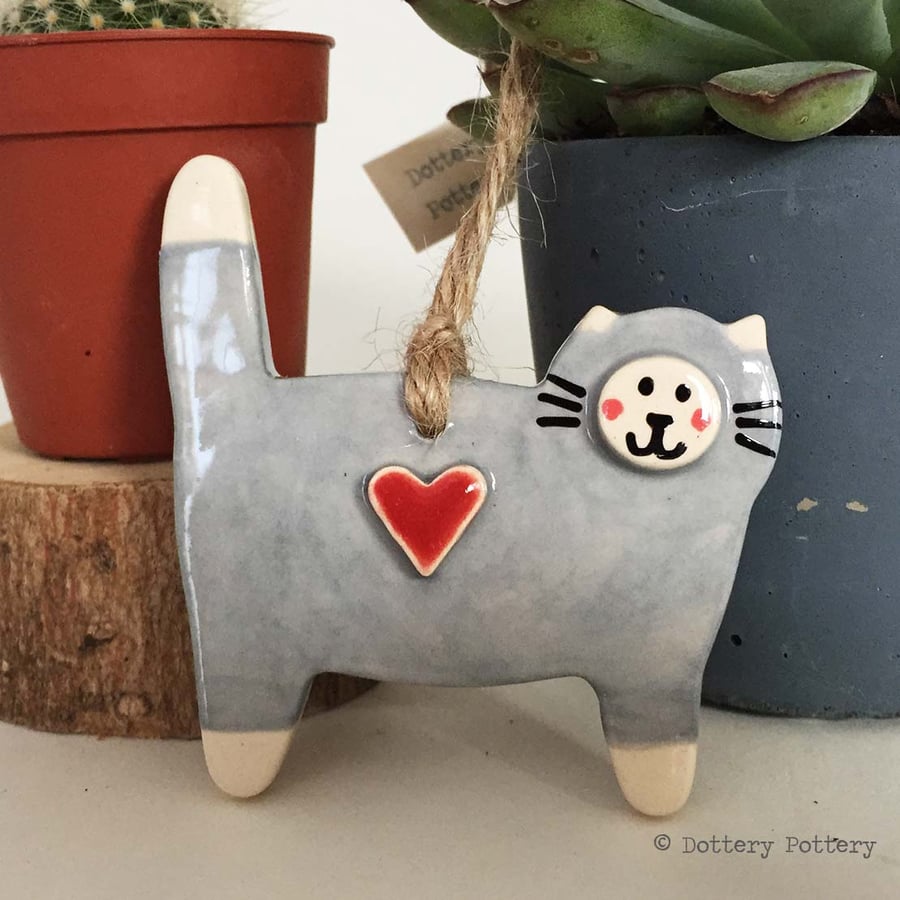 Pottery Cat hanging decoration ceramic cat 