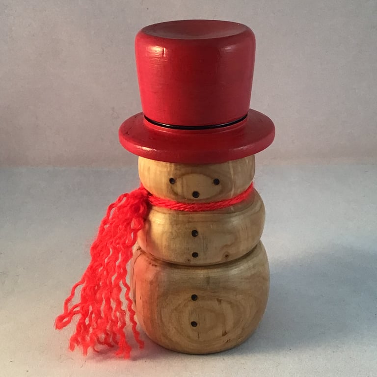 Wood turned snowman