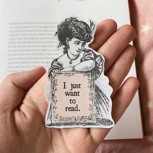‘I Just Want to Read’ Book Lover Illustration Sticker