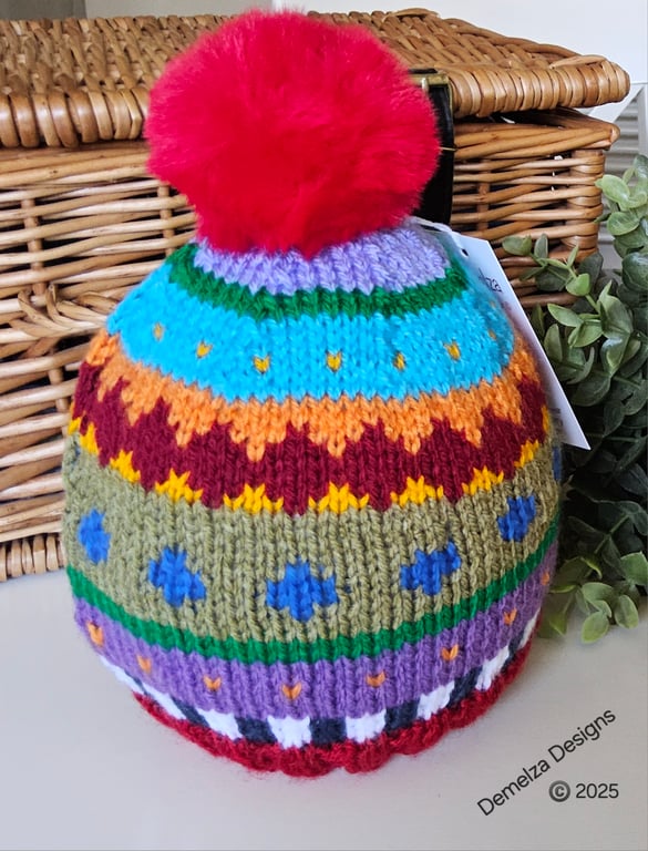 Designer Toddlers Traditional Fairisle Pompom Hat 1 - 2 Years Size