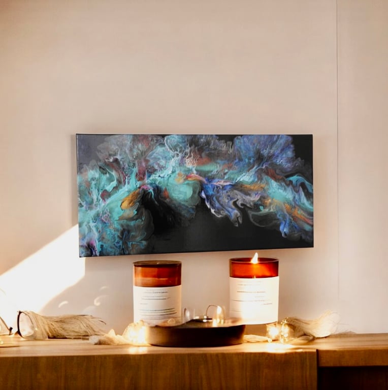 Abstract rivers two , fluid acrylic canvas 