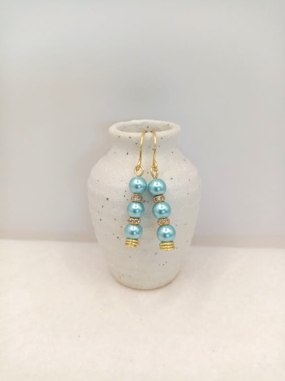 Glass Pearl Drop Earrings, Bridal Party Earrings, Handmade, Gift for Her