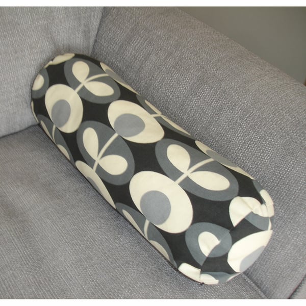 Bolster Cushion Cover 16"x6" Round Cylinder Neck Roll Pillow Black Grey MCM