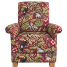 Rainforest Animals Fabric Adult Chair Armchair Red Nursery Monkeys Jungle