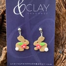 Floral Easter Bunny Polymer Clay Earrings