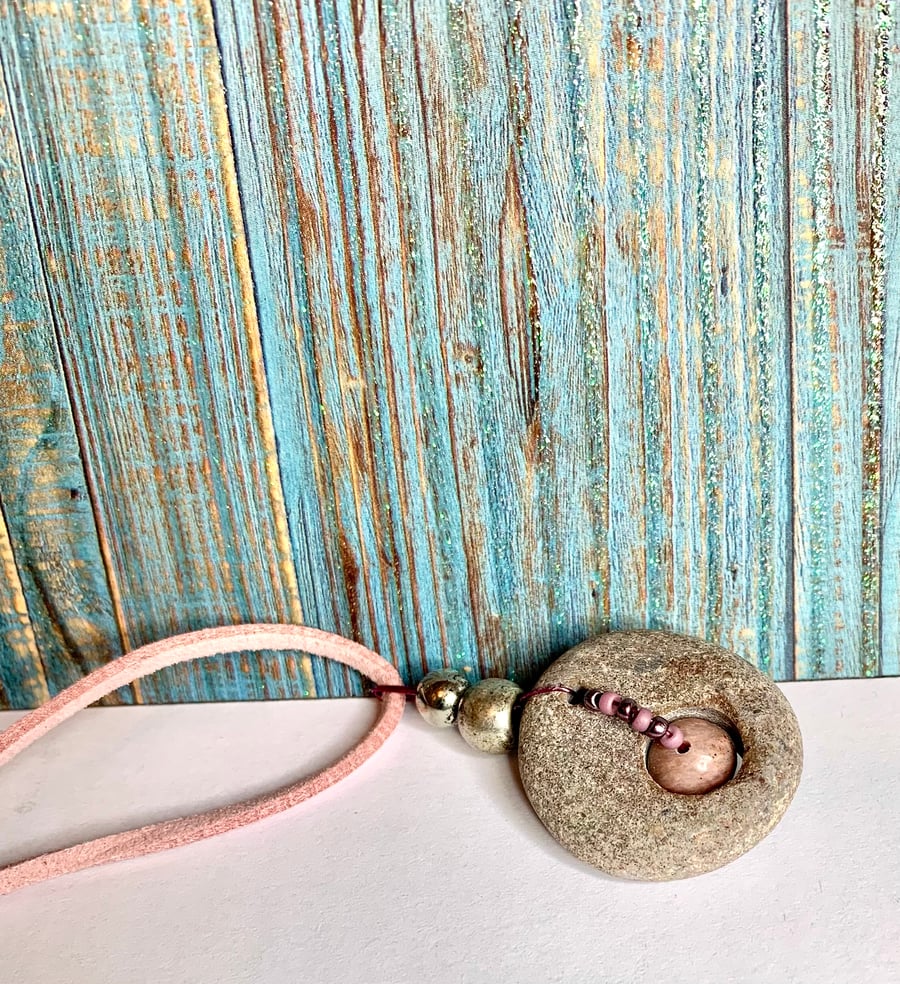 Pink pebble pendant